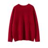 Tricô Pesado Escovado 100% Caxemira Pura Tricô Feminino Gola Redonda Outono e Inverno Novo Solto Manga Longa Camada Base Quente Tricô