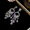 Pendientes de Mariposa de Zirconia con Gota de Agua y Flor para Banquete de Lujo, Pendientes de Estilo Palacio Retro, Pendientes de Lujo Ligero y de Alta Gama
