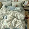Juego de ropa de cama de Clase A de cuatro piezas, algodón puro, sábana de algodón lavado, funda de edredón, juego de tres piezas para dormitorio de estudiante