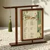 Nueva sala de té estilo chino lista de precios de menú de té personalizada, lista de precios giratoria de doble cara de madera de nogal para exhibición en salón de uñas y belleza