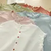 Moda Simple Temperamento Elegante Doble Capa Gasa Ropa Hermosa Cuello de Encaje Camisa de Mujer Super Llamativa Algodón Holgado Ropa de Mujer