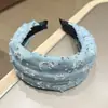 Faixa de Cabelo Jeans Estilo Coreano Retrô com Toque de Luxo, Faixa Larga, Novo Acessório de Cabelo Moderno e Versátil