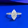Mu Jing Ao Vivo Novo Anel de Moissanita S925 Prata Esterlina Cor D 6*12mm Marquise Estilo Europeu Americano Simples Elegante Xiaohongshu