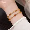 Nuevo Pulsera de Resina Ovalada con Circonita Estilo Chino, Lujo Ligero y Sensación de Alta Gama, Joyería de Mano Exquisita de Moda Nicho de Diseñador