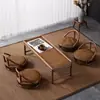 Mesa de Café de Bambú Tatami, Mesa Pequeña Sencilla para Ventana Abuhardillada, Mesa de Café Pequeña Estilo Japonés, Mesa de Piso, Mesa Baja Zen, Combinación de Mesa y Silla Retro