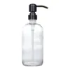 Suministro directo de fábrica botella de vidrio transparente botella Boston 500ml cabeza de bomba de presión de acero inoxidable botella de gel de ducha dispensador de jabón