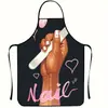 Delantal de Manicurista de Moda Transfronterizo para Salones de Uñas, Impreso en 3D, Anti-Manchas, Impermeable, Delantal Creativo y Original para el Hogar, Venta al por Mayor por Fabricante
