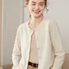 Cardigan de Tricô Cashmere Simples Cor Sólida Gola Redonda Solto Casual para o Dia a Dia Outono Clássico Feminino