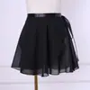 Falda de baile para mujer adulta Falda Vestido de práctica de ballet Una pieza Delantal de chifón Falda de gasa Falda con cordones para niños