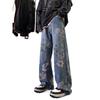 Jeans Graffiti para Hombre Primavera 2025 Street Hip-Hop Sueltos Pierna Recta Pantalones de Diseño High Street Pantalones Cool