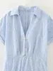 Comércio Exterior Transfronteiriço Atacado Verão Novo Moda Estilo Europeu e Americano Bordado Vazado Camisa-Estilo Vestido Longo de Manga Curta para Mulheres