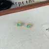 Pendientes Cuadrados Super Brillantes de Pedrería Simple para Mujer Nicho Lujo Ligero Diseño de Alta Gama Pendientes de Moda Elegantes Versátiles