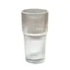 Copo de água com suco copo de café estilo ins grande capacidade com tampa com canudo listras verticais copo de vidro alta aparência copo para bebida fria