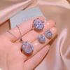Nuevo conjunto de tres piezas celebridad de internet en vivo venta caliente Zircón ovalado lujo anillo collar colgante aretes traje