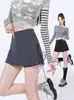 Falda Gris de Corte A para Mujer, Falda-Pantalón Deportiva Casual Versátil, Falda Corta de Traje para Primavera y Verano, Falda Bodycon de Cintura Alta para Mujer Petite