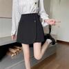 Calças Culotte Irregulares Plus Size para Mulheres Verão Novo Estilo Casual Cobrindo a Barriga Shorts Cintura Alta Emagrecedores Preto Linha A Largas