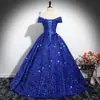 Vestido de Noche con Lentejuelas de un Solo Hombro para Mujer 2026 Nuevo Estilo de Comercio Exterior Disfraz para Performance en Solitario Examen de Arte Vocal Reunión Anual Falda Abullonada