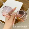 Óculos de Sol Sem Aro de Borda Cortada Novo Estilo Transfronteiriço 2021, Óculos de Sol da Moda, Look Emagrecedor para Rosto Grande, Óculos com Pedras de Diamante de Celebridade da Internet Estilo K