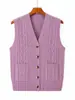 Chaleco cárdigan para hombre, cuello de corazón de pollo de anciano, suéter, chaleco cálido engrosado, holgado, murciélago