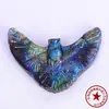Labradorita natural de alto brillo pequeña margarita girasol Ankh pieza tallada piedra en bruto piedra lunar accesorio DIY colgante