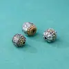 Plata Esterlina S925 Cobre Incrustado Mantra de Seis Sílabas Tibetano Patrón de Loto Cuentas Superiores para Pulsera DIY Cuentas para Cintura Cuentas Espaciadoras para Collar Accesorios