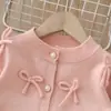Conjunto de Dos Piezas de Primavera para Niñas, Falda Tutú de Princesa, Nuevo Estilo Otoño e Invierno, Conjunto de Cárdigan de Punto Estilo Coreano para Bebés