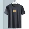 Comercio Exterior Verano Seda de Hielo Manga Corta Nuevo Estilo Hombres Cuello Redondo Rayas Media Manga Top Transpirable Delgado Moderno Manga Corta Camisa de Hombre