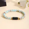 Moda Europea y Americana Transfronteriza Nuevo Estilo Pulsera de Piedra Rosa Zebra, Turquesa Blanca y Turmalina Joyería para Mujer Venta al por Mayor