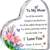 Feliz Dia das Mães Acrílico Personalizado Ornamento de Coração Decoração de Casa Pequeno Presente Ornamento de Mesa Presente