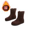 Botas de Couro Genuíno para Mulheres 2025 Inverno Novo Casual Versátil Botas de Cano Alto Retrô Flats Botas Curtas Forradas com Lã Botas Femininas