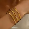 Pulsera de Acero de Titanio Letra Cd Pulsera de Circonita para Niñas Joyería de Alta Gama Europea y Americana Popular de Venta Caliente No se Desvanece Pulsera Abierta