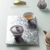 Ino Kiyosong Ritmo Morado Flor Blanca Pintada a Mano Cerámica Gaiwan Taza de Té para Mujeres, Exquisito Juego de Té Kung Fu Tazón de Té