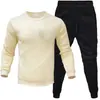 Roupa Masculina Exportação Transfronteiriça Moletom com Gola Redonda e Calça Conjunto de Duas Peças Inverno Veludo Casual Esportivo Tendência Jovem