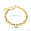 Pulsera Popular Transfronteriza de Acero Inoxidable, Estilo Ins Cadena Gruesa Metálica Europea y Americana Pulsera Chapada en Oro de 18K Joyería, Venta Directa del Fabricante