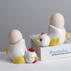 Huevera de cerámica de estilo europeo transfronterizo con forma de pollo, para desayuno, bonita, fresca y sencilla, para escritorio, sala de estar y decoración del hogar.