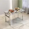 Mesa Quadrada Dobrável de Aço Inoxidável Extra-Grossa 304 para Uso Comercial, Uso Doméstico, Moradia para Aluguel, Escolas e Canteiros de Obras, Conveniente e Fácil de Armazenar