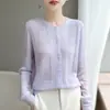Cardigan de Tricô Gola Redonda Jacquard Padrão Coração Manga Longa Feminino Versátil Solto Outono/Inverno 2026 Novo Seda Caxemira