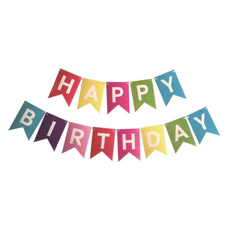 生日场景布置生日拉旗烫金树叶拉旗生日散粉拉旗鱼尾拉旗_小号彩