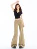 Jeans acampanados caqui estilo americano para mujer, Otoño 2025 Nuevo tiro bajo nicho corte slim no ajustados pantalones acampanados
