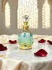 Botella de Relleno de Aceite Esencial para Perfume de 15 ml con Borla de Pedrería Retro Exquisita y Esmalte Artesanal Tamaño Portátil para Viaje