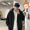 Moletom com capuz masculino, cardigã liso da moda para primavera/outono, jaqueta casual estilo coreano, versátil e estiloso, top com zíper estilo Hong Kong