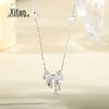 Colar de Prata de Lei S925 com Laço e Diamante Brilhante para Mulheres, Nova Corrente de Pescoço com Design Nichado de Alto Padrão, Joia de Prata Corrente para Clavícula de Socialite
