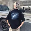 Camiseta retrô estilosa estilo americano com estampa de meteoro, manga curta para homens e mulheres, nova tendência ins de top casual soltinho para o verão de 2026