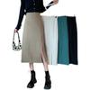 Falda de línea A de longitud media con abertura Nueva falda para primavera y otoño Cintura alta Aspecto adelgazante Talla grande Para personas con sobrepeso Informal Falda de longitud media que cubre la cadera