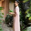 Ropa vintage para mujer, primavera y verano, nuevo vestido bordado de ramio, nuevo estilo chino para mujer, cheongsam mejorado, ropa de té de estilo chino