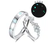 Anel de Casal Flores Noite Estrelada Prata Esterlina S925 Anel Estrela Fluorescente Nicho Feminino Anel Aberto Dedo Sentido Avançado de Luxo Leve