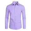 Nueva Camisa de Negocios Transfronteriza Ajustada de Manga Larga Color Sólido Algodón Bolsillo Casual Talla Grande Camisa para Hombre Camisa para Hombre