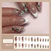 Comércio Exterior Manicure Estéreo Embossada de Natal, Muletas de Floco de Neve, Unhas Amêndoa, 24 Peças de Adesivos de Unhas Francesas