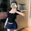 Camiseta de Manga Corta con Cuello en U, Hombro Normal, Ajuste Regular para Mujer, Color Rosa, Verano, Delgado 26126