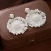 Pendientes de Girasol de Rafia Bohemios para Mujer, Flores Grandes Exageradas, Atmósfera de Verano, Pendientes Largos Estilo Vacaciones en la Playa